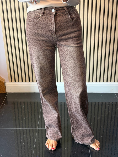 Leopard Wide Leg Jeans