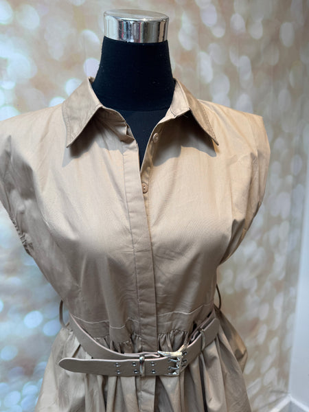 Studio Rouched Back Belted Dress