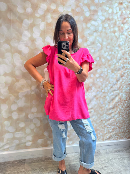 Crinkle fabric Button back Top