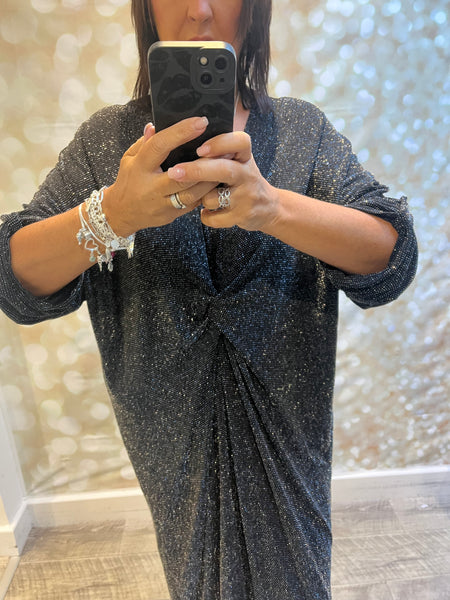 Glitter Twist Front Sparkle Dress