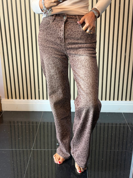 Leopard Wide Leg Jeans