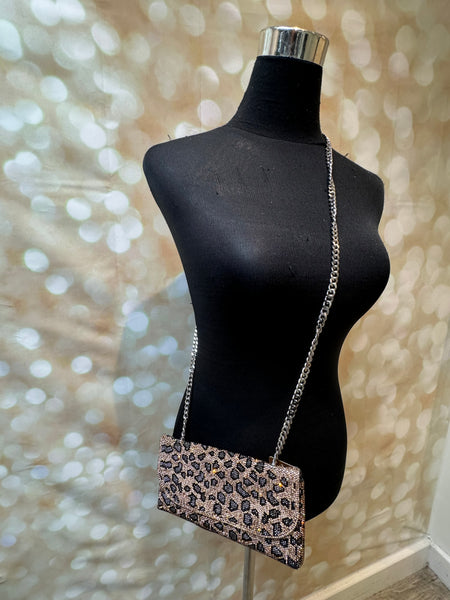 Studio Leopard Diamante Clutch Bags