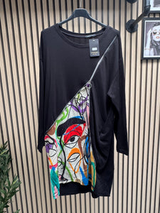 Sweatdress with popart silky panel