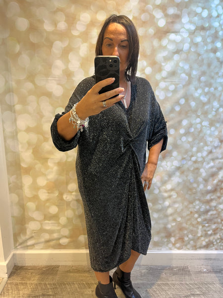 Glitter Twist Front Sparkle Dress