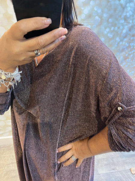 Curve Glitter Gathered Front Sparkle Dress