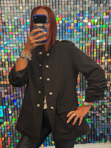 Military Rouched Sleeve Blazer