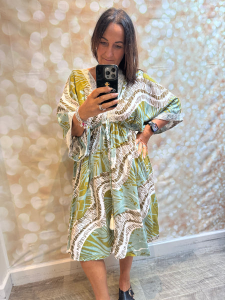Jungle Dress with embellished trim