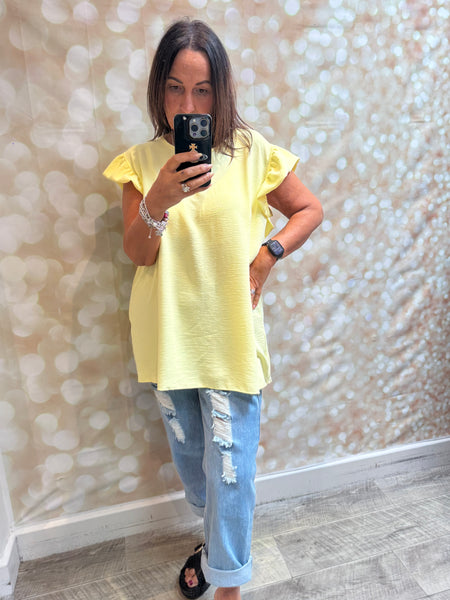 Crinkle fabric Button back Top