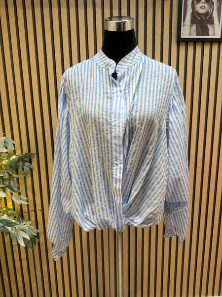 Striped Twist Hem  shirt