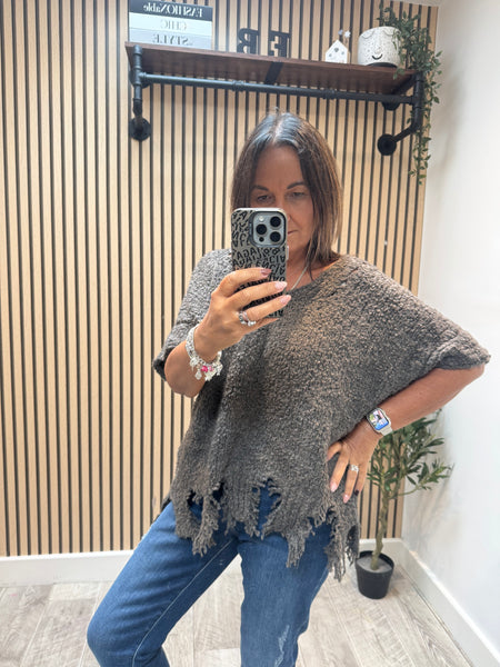 Distressed Hem Chunky popcorn Jumper