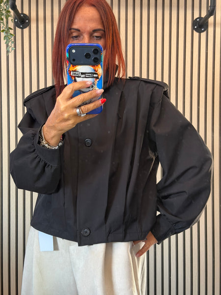 Pleated Funnel neck Bomber Jacket