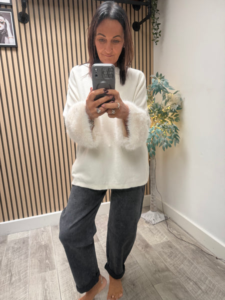 Soft Knit Jumper with Fur cuff