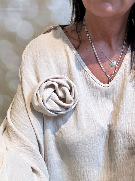Crinkle Rosette Top
