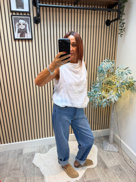 Studio Linen Boat Neck Top