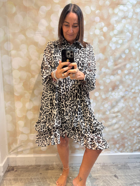 Studio Animal print dress with frill hem