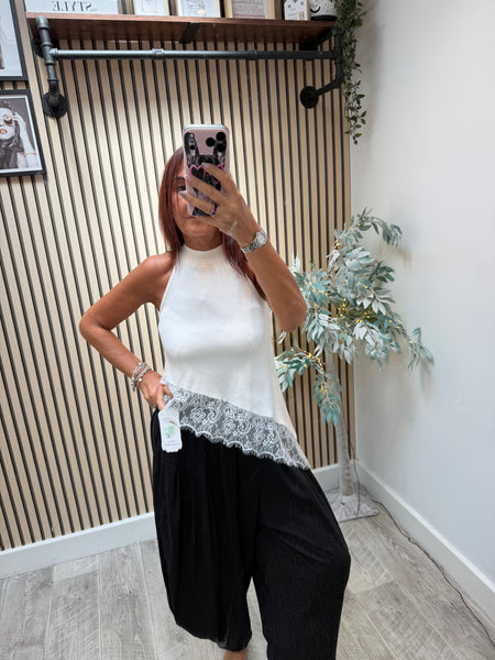 Fine knit Asymetric halter neck top