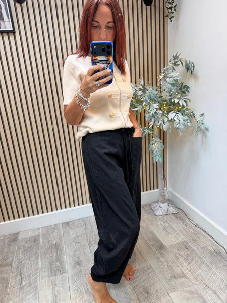 Canvas balloon leg trousers