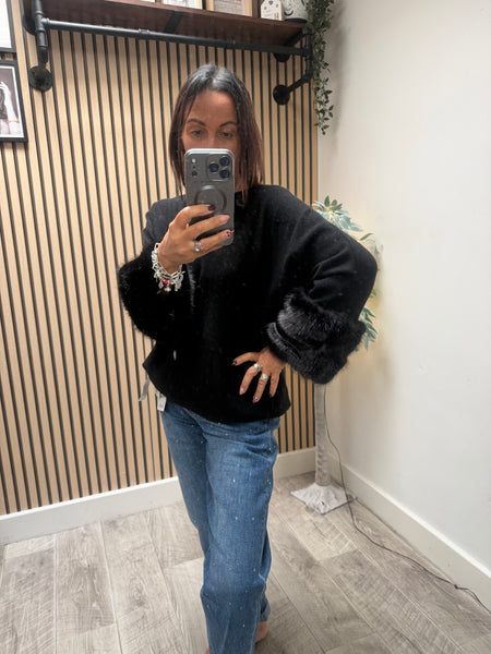 Soft Knit Jumper with Fur cuff