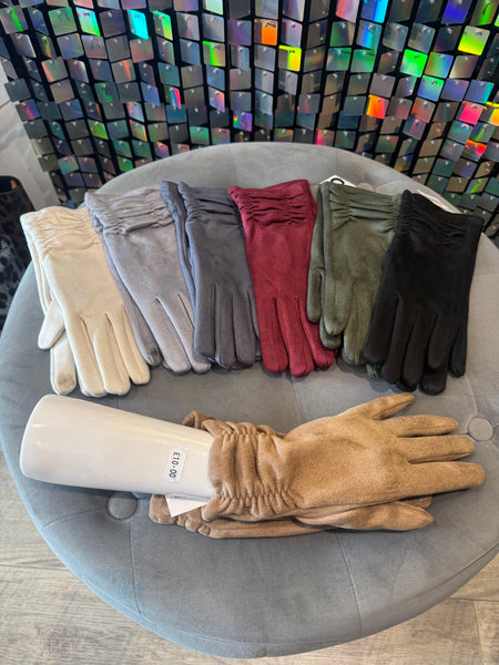 Suedette Rouched detail Gloves