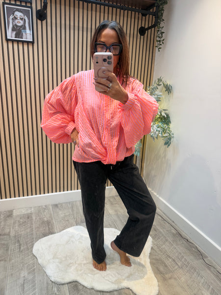 Striped Twist Hem  shirt