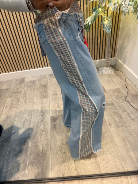 Ripped Denim Wide Leg Jeans