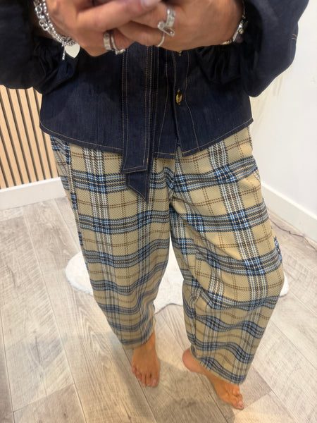 Studio Tartan Tapered Leg Trousers