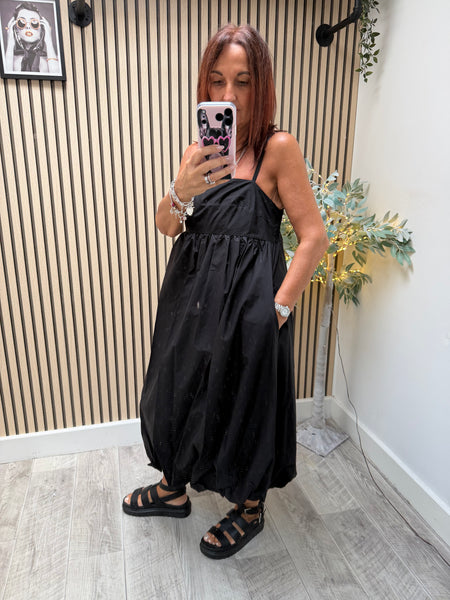 Sateen Puffball Midi Dress