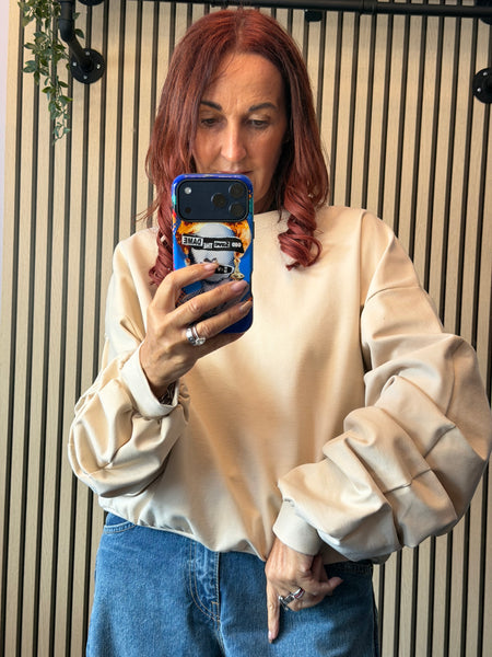 Rouched Sleeve Sweatshirt