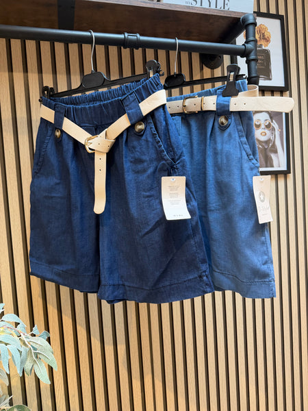 Cotton Belted Shorts