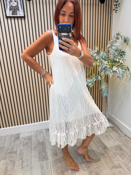 Zebra Mesh Frill Hem Dress