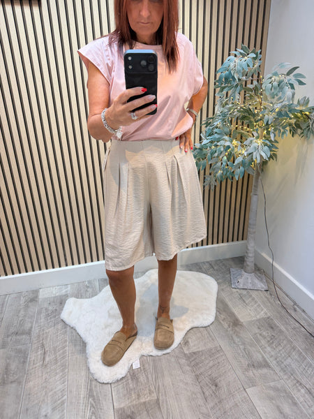 Silky Pleated front Culottes/Shorts