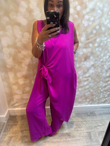 Curve Wrap Over Palazzo Jumpsuit