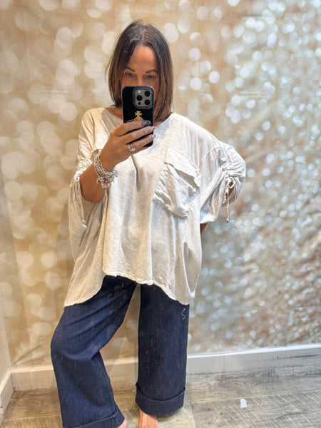 Cold wash Linen / Jersey Oversized Top
