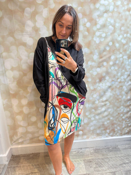 Sweatdress with popart silky panel