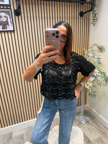 Crochet Art Deco Sequin Top
