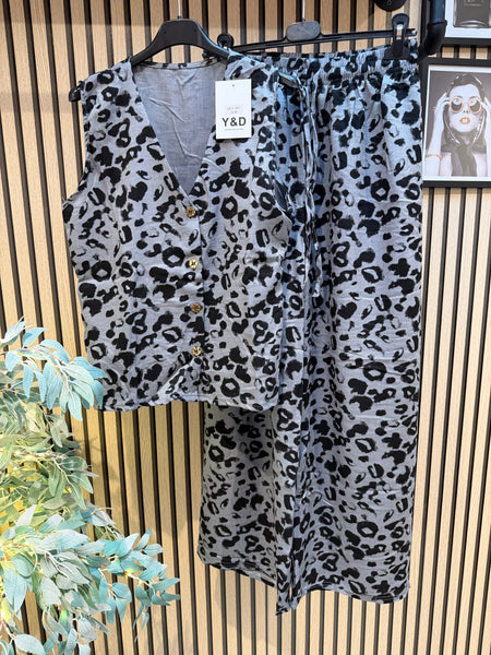 2 Piece Leopard Trouser / Waistcoat set