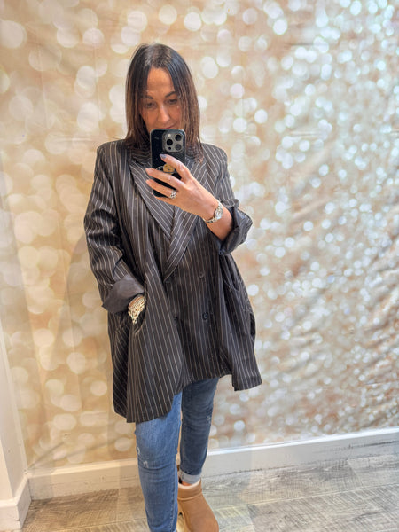 ID Oversized Pinstriped Blazer