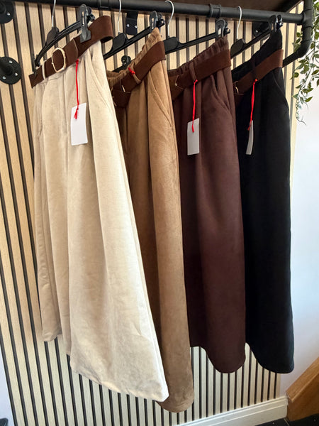 Faux Suede Culotte Trousers