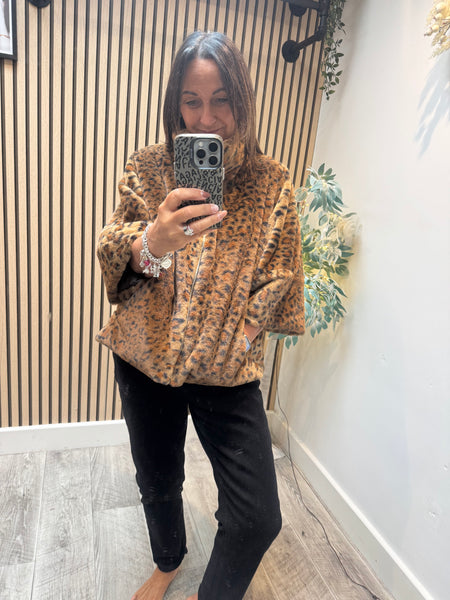 Fur Leopard Cropped Coat