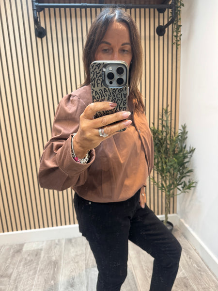 Pintuck Bubble Hem  Bomber  jacket