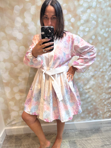 Floral Pleated Waist Dress
