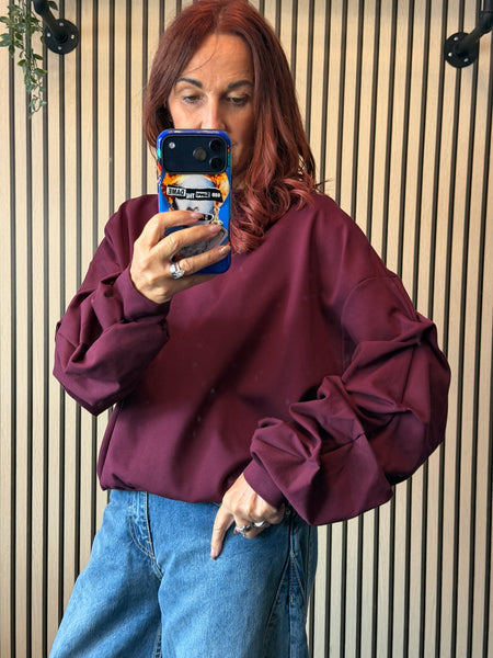 Rouched Sleeve Sweatshirt