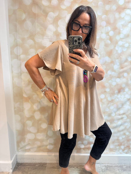 Swing Crinkle Top with Angel sleeves