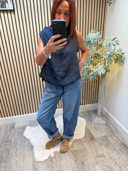Studio Linen Boat Neck Top