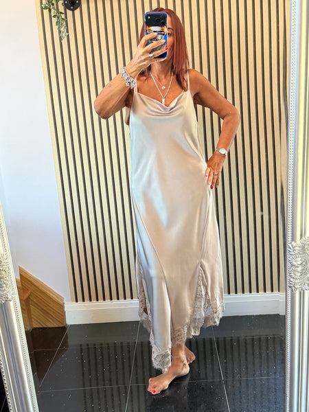 Studio Silky longline Dress with Lace trim