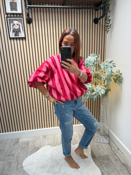 Candy Stripe  Bubble Hem Top