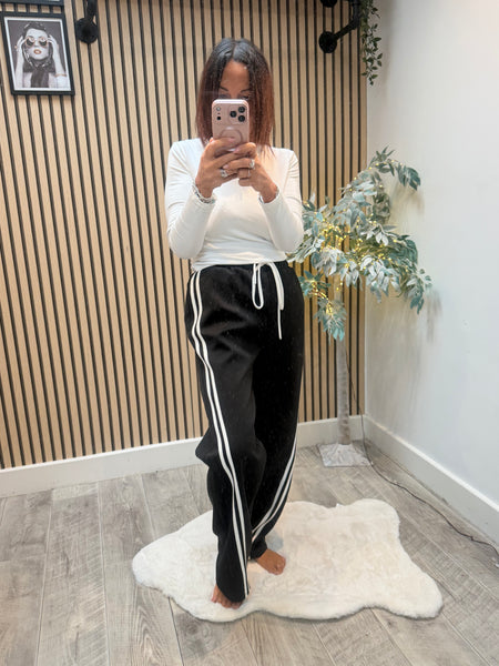 Studio Wide Leg Joggers with curved stripe
