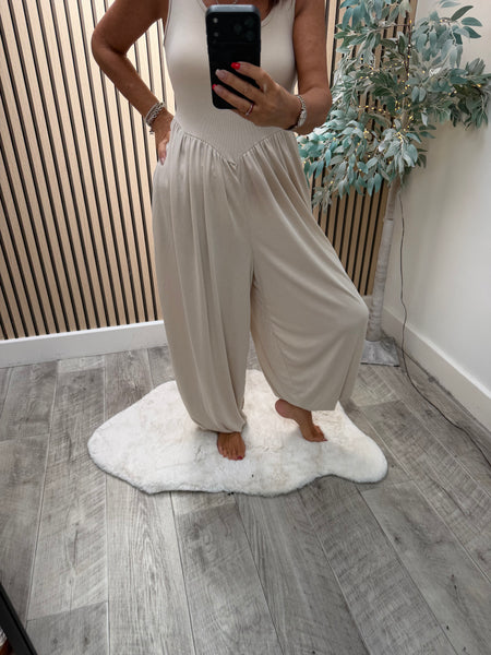 Ribbed  Jumpsuit with Cuff hem