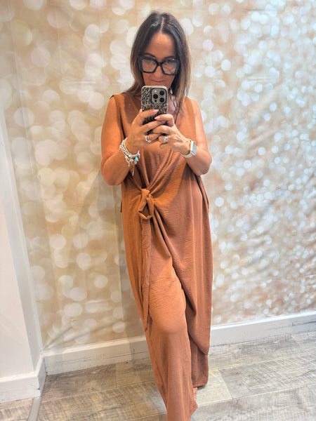 Curve Wrap Over Palazzo Jumpsuit
