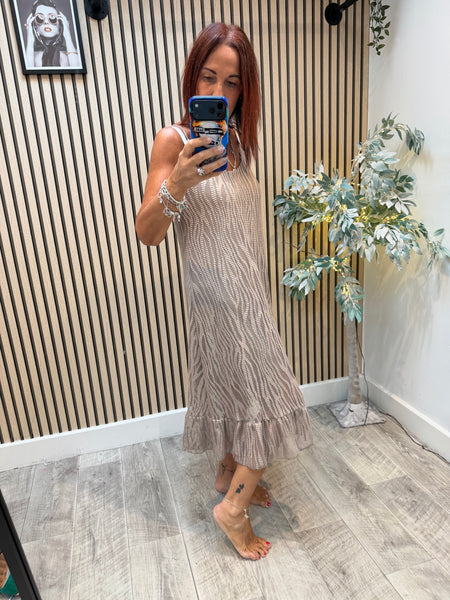 Zebra Mesh Frill Hem Dress